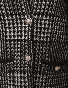 j&x Cardigan descheiat din lână cu model în carouri bouclé cu guler și manșete Azoria Negru