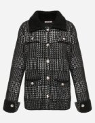 j&x Cardigan descheiat din lână cu model în carouri bouclé cu guler și manșete Azoria Negru