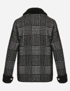 j&x Cardigan descheiat din lână cu model în carouri bouclé cu guler și manșete Azoria Negru