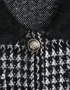 j&x Cardigan descheiat din lână cu model în carouri bouclé cu guler și manșete Azoria Negru