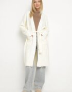 j&x Cardigan deschis Bej deschis cu lână cu torsade și cu cordon Darrive