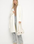 j&x Cardigan deschis Bej deschis cu lână cu torsade și cu cordon Darrive