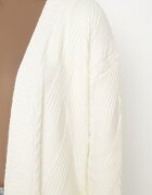 j&x Cardigan deschis Bej deschis cu lână cu torsade și cu cordon Darrive