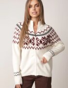 j&x Cardigan din lână bumbac și model norvegian Raegata Bej deschis