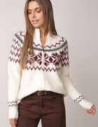 j&x Cardigan din lână bumbac și model norvegian Raegata Bej deschis