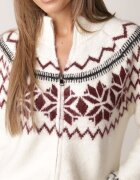 j&x Cardigan din lână bumbac și model norvegian Raegata Bej deschis