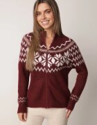 j&x Cardigan din lână bumbac și model norvegian Raegata Bordo
