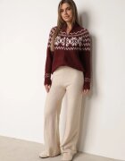 j&x Cardigan din lână bumbac și model norvegian Raegata Bordo
