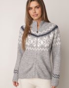 j&x Cardigan din lână bumbac și model norvegian Raegata Gri