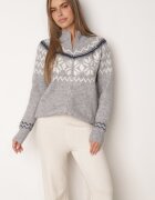 j&x Cardigan din lână bumbac și model norvegian Raegata Gri