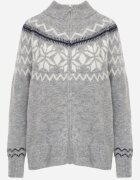 j&x Cardigan din lână bumbac și model norvegian Raegata Gri