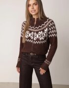 j&x Cardigan din lână bumbac și model norvegian Raegata Maro