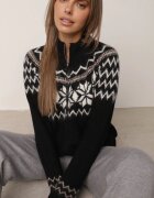 j&x Cardigan din lână bumbac și model norvegian Raegata Negru
