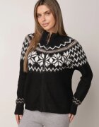 j&x Cardigan din lână bumbac și model norvegian Raegata Negru