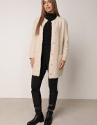 j&x Cardigan din lână croială lungă cu buzunare și nasturi decorativi Opejta Bej