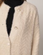 j&x Cardigan din lână croială lungă cu buzunare și nasturi decorativi Opejta Bej