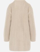j&x Cardigan din lână croială lungă cu buzunare și nasturi decorativi Opejta Bej
