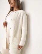 j&x Cardigan din lână croială lungă cu buzunare și nasturi decorativi Opejta Bej deschis