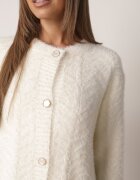 j&x Cardigan din lână croială lungă cu buzunare și nasturi decorativi Opejta Bej deschis