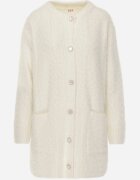 j&x Cardigan din lână croială lungă cu buzunare și nasturi decorativi Opejta Bej deschis