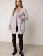 j&x Cardigan din lână croială lungă cu buzunare și nasturi decorativi Opejta Gri deschis