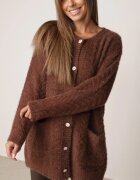 j&x Cardigan din lână croială lungă cu buzunare și nasturi decorativi Opejta Maro