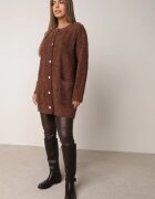 j&x Cardigan din lână croială lungă cu buzunare și nasturi decorativi Opejta Maro