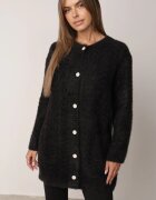 j&x Cardigan din lână croială lungă cu buzunare și nasturi decorativi Opejta Negru