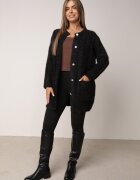j&x Cardigan din lână croială lungă cu buzunare și nasturi decorativi Opejta Negru