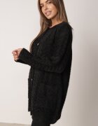 j&x Cardigan din lână croială lungă cu buzunare și nasturi decorativi Opejta Negru