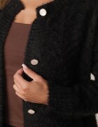 j&x Cardigan din lână croială lungă cu buzunare și nasturi decorativi Opejta Negru