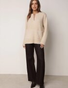 j&x Cardigan elegant cu fermoar din tricot pufos cu lână și bumbac bretele scurte Bej