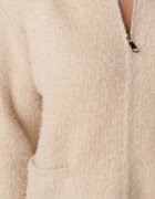 j&x Cardigan elegant cu fermoar din tricot pufos cu lână și bumbac bretele scurte Bej