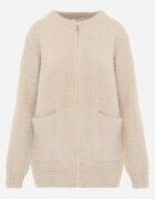 j&x Cardigan elegant cu fermoar din tricot pufos cu lână și bumbac bretele scurte Bej