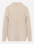 j&x Cardigan elegant cu fermoar din tricot pufos cu lână și bumbac bretele scurte Bej