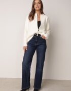 j&x Cardigan elegant cu fermoar din tricot pufos cu lână și bumbac bretele scurte Bej deschis