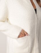 j&x Cardigan elegant cu fermoar din tricot pufos cu lână și bumbac bretele scurte Bej deschis
