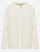 j&x Cardigan elegant cu fermoar din tricot pufos cu lână și bumbac bretele scurte Bej deschis