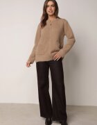 j&x Cardigan elegant cu fermoar din tricot pufos cu lână și bumbac bretele scurte Bej închis