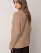 j&x Cardigan elegant cu fermoar din tricot pufos cu lână și bumbac bretele scurte Bej închis