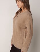 j&x Cardigan elegant cu fermoar din tricot pufos cu lână și bumbac bretele scurte Bej închis