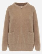 j&x Cardigan elegant cu fermoar din tricot pufos cu lână și bumbac bretele scurte Bej închis