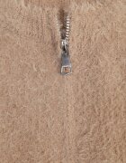 j&x Cardigan elegant cu fermoar din tricot pufos cu lână și bumbac bretele scurte Bej închis