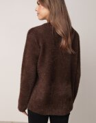j&x Cardigan elegant cu fermoar din tricot pufos cu lână și bumbac bretele scurte Maro