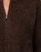 j&x Cardigan elegant cu fermoar din tricot pufos cu lână și bumbac bretele scurte Maro