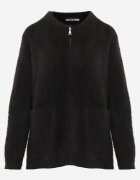 j&x Cardigan elegant cu fermoar din tricot pufos cu lână și bumbac bretele scurte Negru