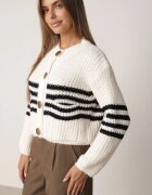 j&x Cardigan elegant cu lână în dungi Werise Bej deschis