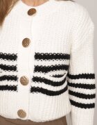 j&x Cardigan elegant cu lână în dungi Werise Bej deschis