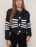 j&x Cardigan elegant cu lână în dungi Werise Bleumarin