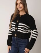 j&x Cardigan elegant cu lână în dungi Werise Negru